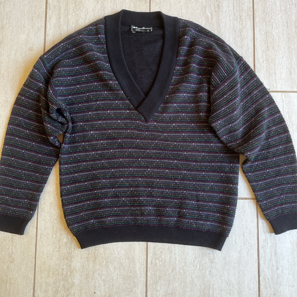 Punto Blanco geometric pattern black v-neck sweater